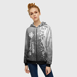 Толстовка на молнии женская My Chemical Romance - grey gradient по-вертикали, цвет: 3D-черный — фото 2
