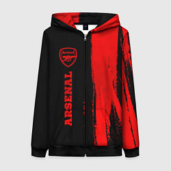 Толстовка на молнии женская Arsenal - red gradient по-вертикали, цвет: 3D-черный