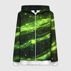 Толстовка на молнии женская Текстура зеленая жидкость, цвет: 3D-белый