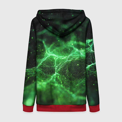 Женская толстовка на молнии Зеленая связь текстура / 3D-Красный – фото 2