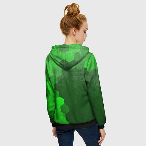 Женская толстовка на молнии Poppy Playtime - green gradient по-вертикали / 3D-Черный – фото 4