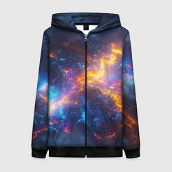 Толстовка на молнии женская Космическая текстура фон, цвет: 3D-черный