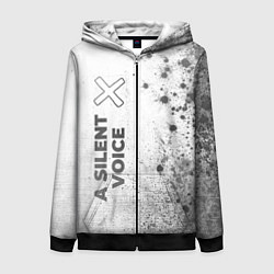 Толстовка на молнии женская A Silent Voice - white gradient по-вертикали, цвет: 3D-черный