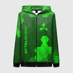 Толстовка на молнии женская Mitsubishi - green gradient вертикально, цвет: 3D-черный