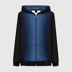 Женская толстовка на молнии Чёрно-синий градиент по центру текстура