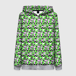 Толстовка на молнии женская Киберпанк шестиугольники зелёные, цвет: 3D-меланж