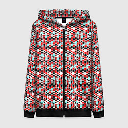 Толстовка на молнии женская Киберпанк шестиугольники красные, цвет: 3D-черный
