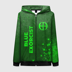 Толстовка на молнии женская Blue Exorcist - green gradient вертикально, цвет: 3D-черный