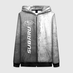 Толстовка на молнии женская Subaru - grey gradient по-вертикали, цвет: 3D-черный
