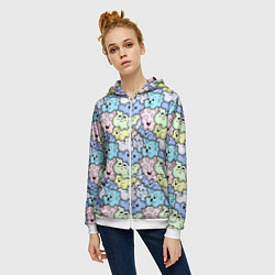 Толстовка на молнии женская Милые облачка мультяшные, цвет: 3D-белый — фото 2
