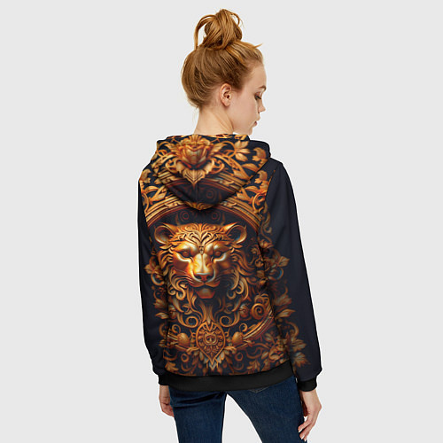 Женская толстовка на молнии Лев узор / 3D-Черный – фото 4