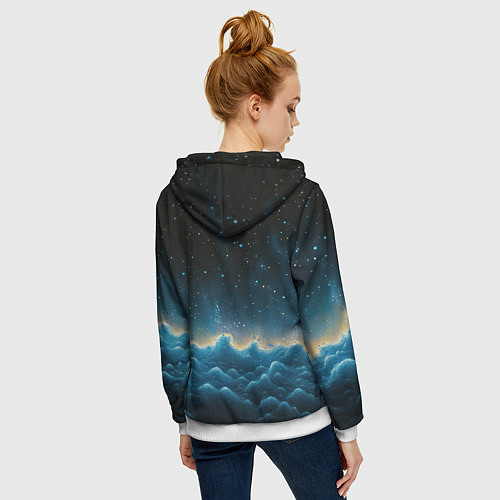 Женская толстовка на молнии Облака и черное небо текстура / 3D-Белый – фото 4