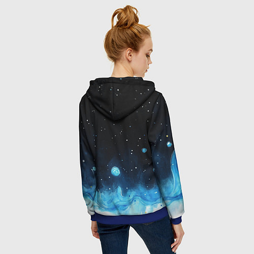 Женская толстовка на молнии Синяя светящееся краска / 3D-Синий – фото 4
