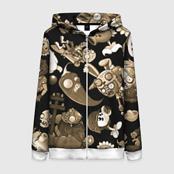 Толстовка на молнии женская Растения против зомби в бежевом цвете, цвет: 3D-белый