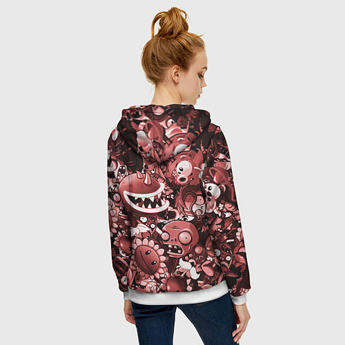Женская толстовка на молнии Растения против зомби в красном цвете / 3D-Белый – фото 4