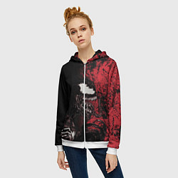 Толстовка на молнии женская Веном на красном, цвет: 3D-белый — фото 2