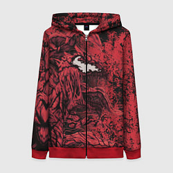 Женская толстовка на молнии Красный веном текстура Карнажа