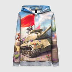 Толстовка на молнии женская Русский танк, цвет: 3D-меланж
