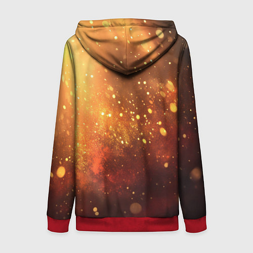 Женская толстовка на молнии Золотая блестящая текстура / 3D-Красный – фото 2