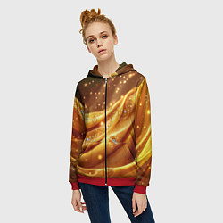 Толстовка на молнии женская Золотая ткань с блестками, цвет: 3D-красный — фото 2