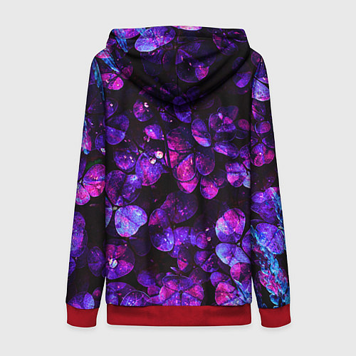 Женская толстовка на молнии Флуоресцентные цветы / 3D-Красный – фото 2