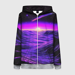 Толстовка на молнии женская Космический пейзаж и комета, цвет: 3D-меланж
