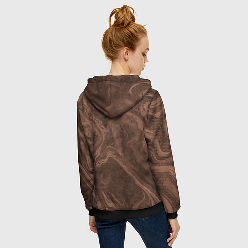 Женская толстовка на молнии Коричневый абстракция в точку / 3D-Черный – фото 4