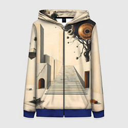 Толстовка на молнии женская Архитектурный сюр, цвет: 3D-синий