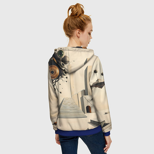 Женская толстовка на молнии Архитектурный сюр / 3D-Синий – фото 4