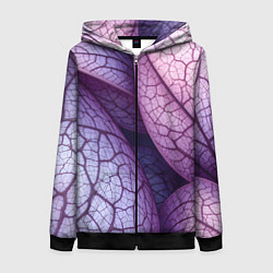 Толстовка на молнии женская Прожилки экзотического растения, цвет: 3D-черный