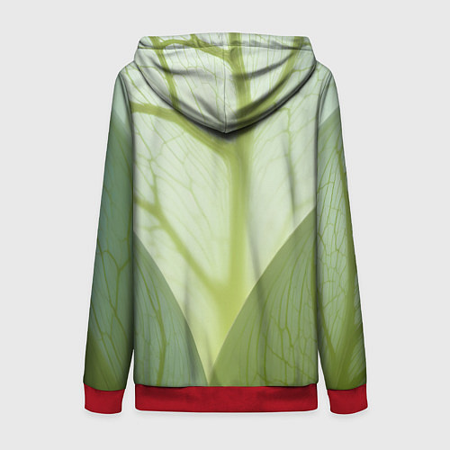 Женская толстовка на молнии Макро съемка листа / 3D-Красный – фото 2