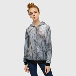 Толстовка на молнии женская Прожилки листьев, цвет: 3D-черный — фото 2