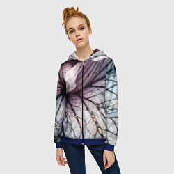 Толстовка на молнии женская Раскрытый цветок, цвет: 3D-синий — фото 2
