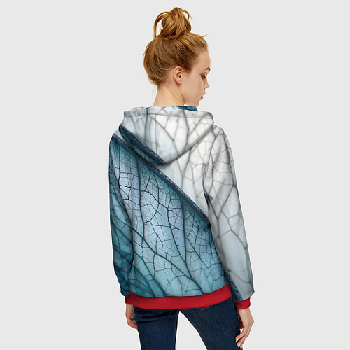 Женская толстовка на молнии Листья с прожилками / 3D-Красный – фото 4