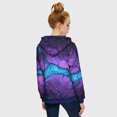 Женская толстовка на молнии Синяя звездная полоса в плите текстура / 3D-Синий – фото 4