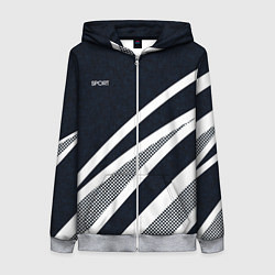 Женская толстовка на молнии Sport тёмно-синий с полосами