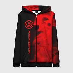 Толстовка на молнии женская Volkswagen - red gradient по-вертикали, цвет: 3D-черный