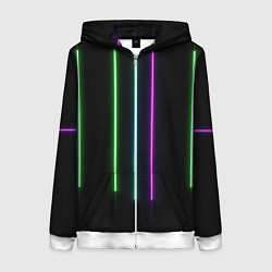 Толстовка на молнии женская Neon stripes, цвет: 3D-белый