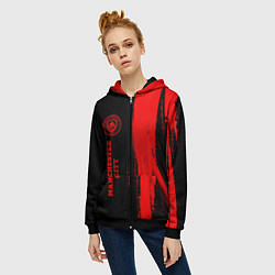 Толстовка на молнии женская Manchester City - red gradient по-вертикали, цвет: 3D-черный — фото 2