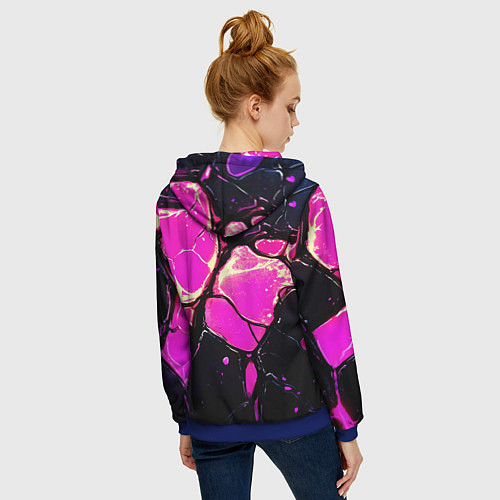 Женская толстовка на молнии Розовые пятна в текстуре / 3D-Синий – фото 4