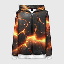 Толстовка на молнии женская Лава и разлом плит, цвет: 3D-белый