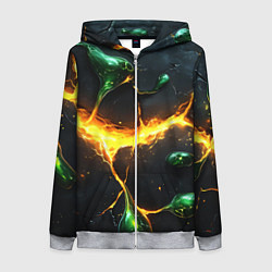 Женская толстовка на молнии Разлом текстуры с зеленой слизью