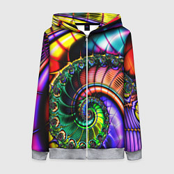 Толстовка на молнии женская Фрактальный узор неоновый, цвет: 3D-меланж