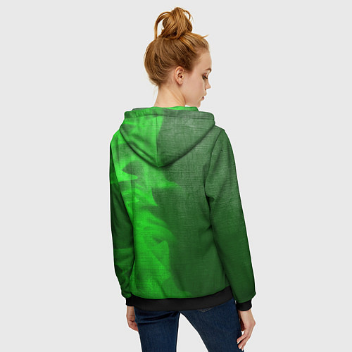 Женская толстовка на молнии Cyberpunk 2077 - green gradient по-вертикали / 3D-Черный – фото 4