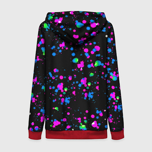 Женская толстовка на молнии Monster energy неоновые краски / 3D-Красный – фото 2