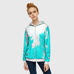 Толстовка на молнии женская Голубой огонь текстура, цвет: 3D-белый — фото 2