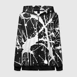 Толстовка на молнии женская Брызги белой краски, цвет: 3D-черный