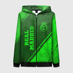 Толстовка на молнии женская Real Madrid - green gradient вертикально, цвет: 3D-черный