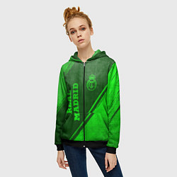 Толстовка на молнии женская Real Madrid - green gradient вертикально, цвет: 3D-черный — фото 2