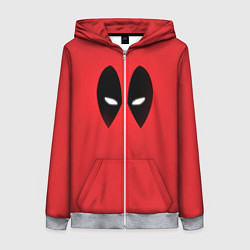 Толстовка на молнии женская Дэдпул глаза, цвет: 3D-меланж